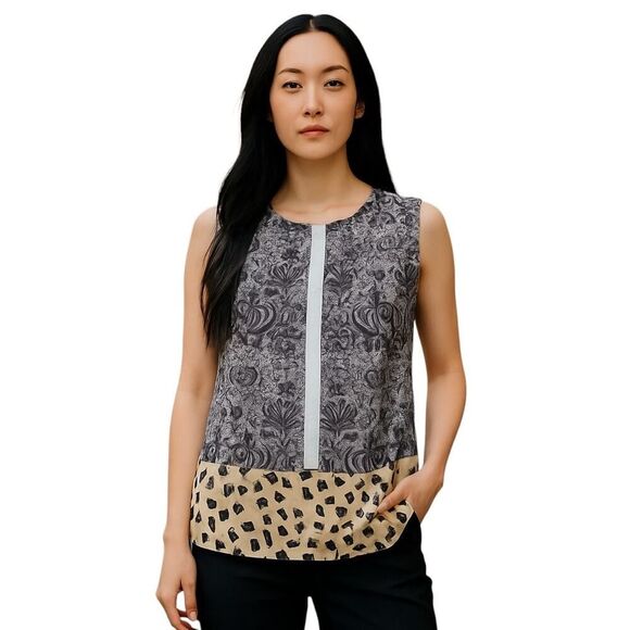 CAbi #938 Small Rosewater & White Ladylike Sheer Top Paisley & Geometric Design - Picture 1 of 15